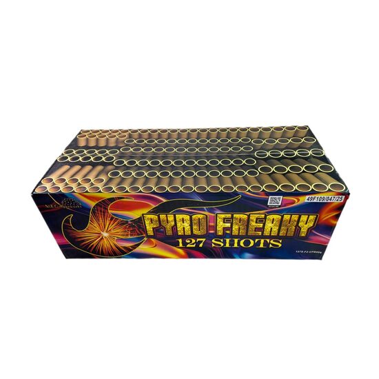 Daugiašūvis fejerverkas „Pyro Freaky“ (127 šūviai, 25, 30mm, įvairiakryptis)