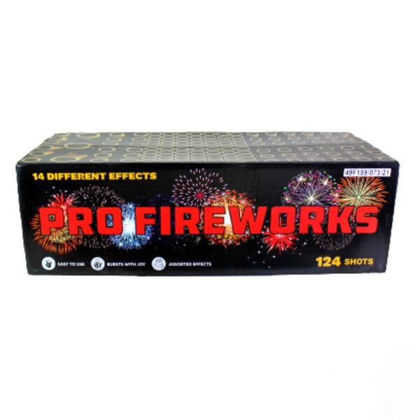 Fejerverkas-baterija „Pro Fireworks“ (124 šūviai, 25, 30, 50mm, įvairiakryptis)