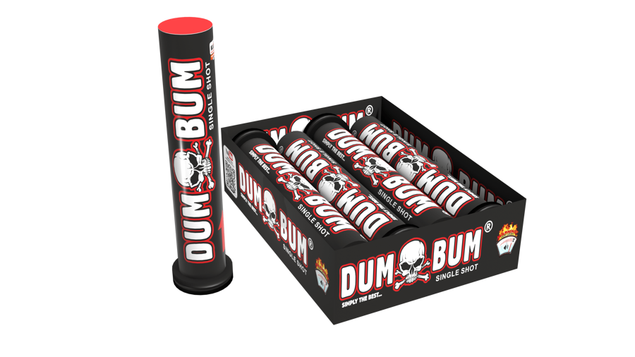 Mini fejerverkai „Dum Bum Single Shot“ (4 vnt., 30mm)